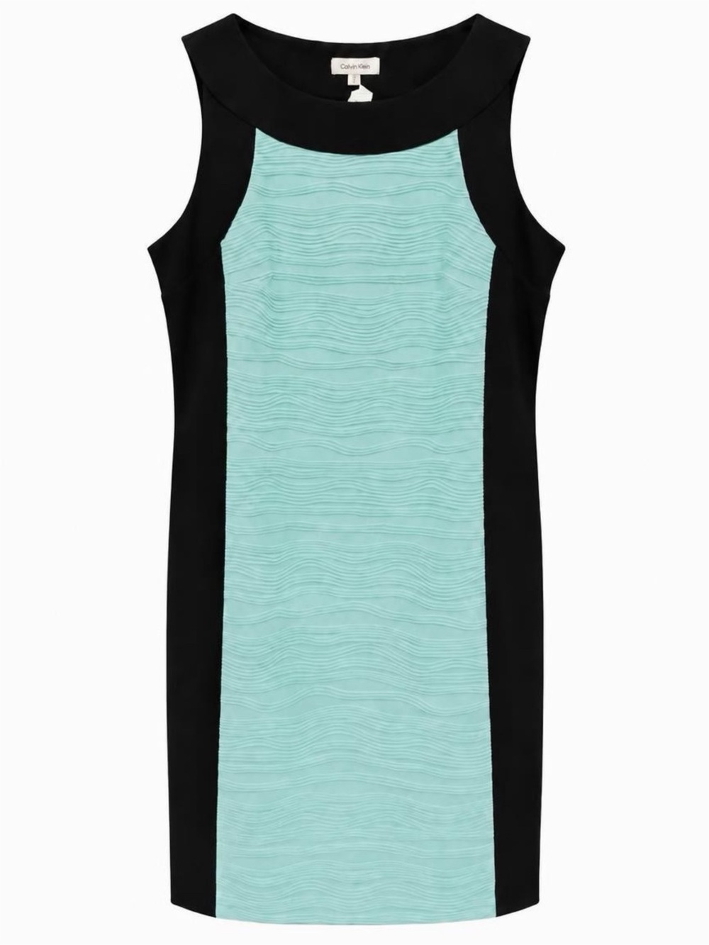 Calvin Klein Black and Mint Paneled Sheath Dress - Excellent Condition!